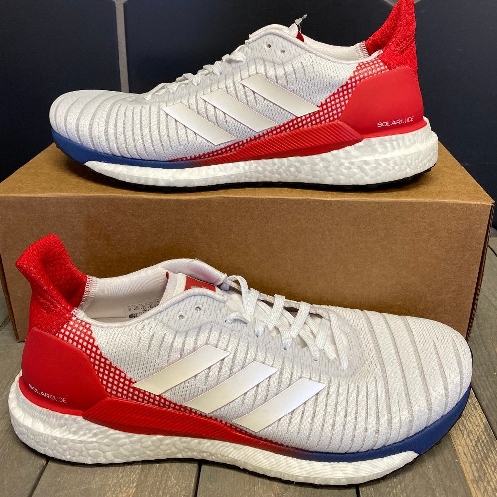 ~New W/O Box! Men's Adidas Ultraboost Solar Glide Red White Sneakers Size 9